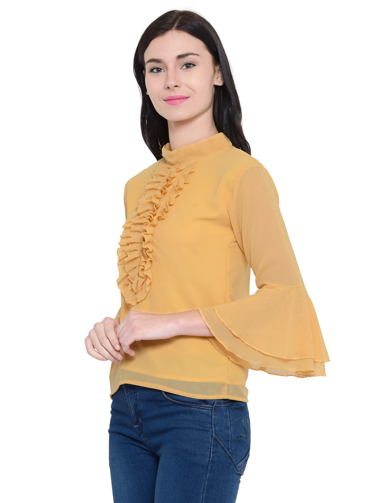 Sunny Yellow Bell sleeves Frill top